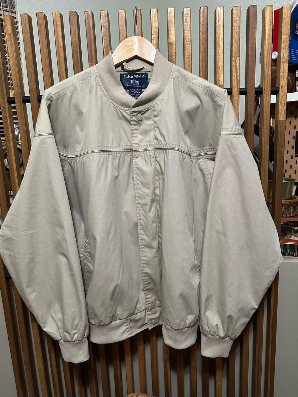 Vintage John Blair Khaki Tan Derby Style Bomber Jacket Windbreaker